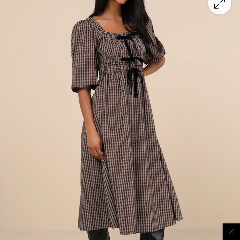 Brown Off-Shoulder Dress